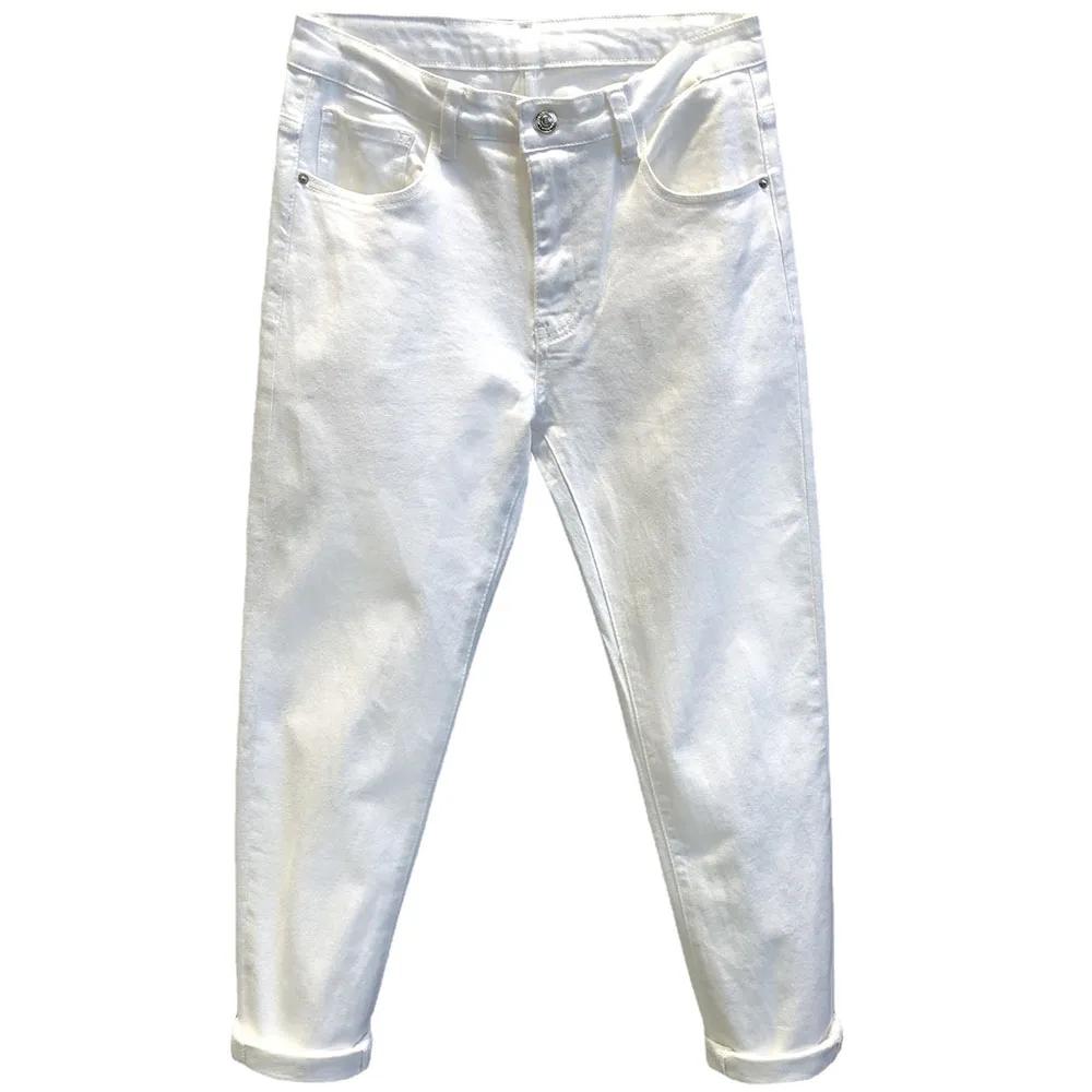 Summer Thin 2022 Texture White Denim Jeans Mens Slim Fit Casual Designer Designer Jeans for Men Korean Fashion Boyfr